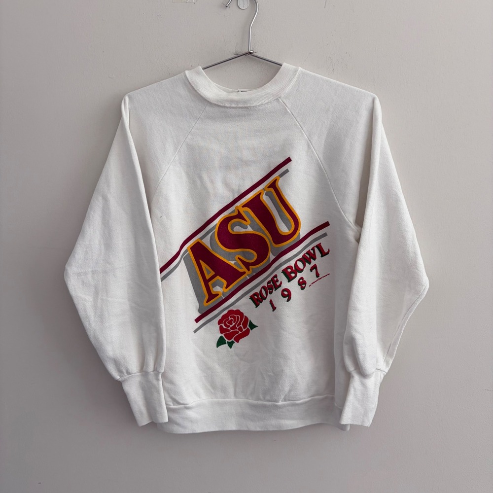 Vintage Signal ASU Rose Bowl 1987 Sweatshirt White Medium Made in USA